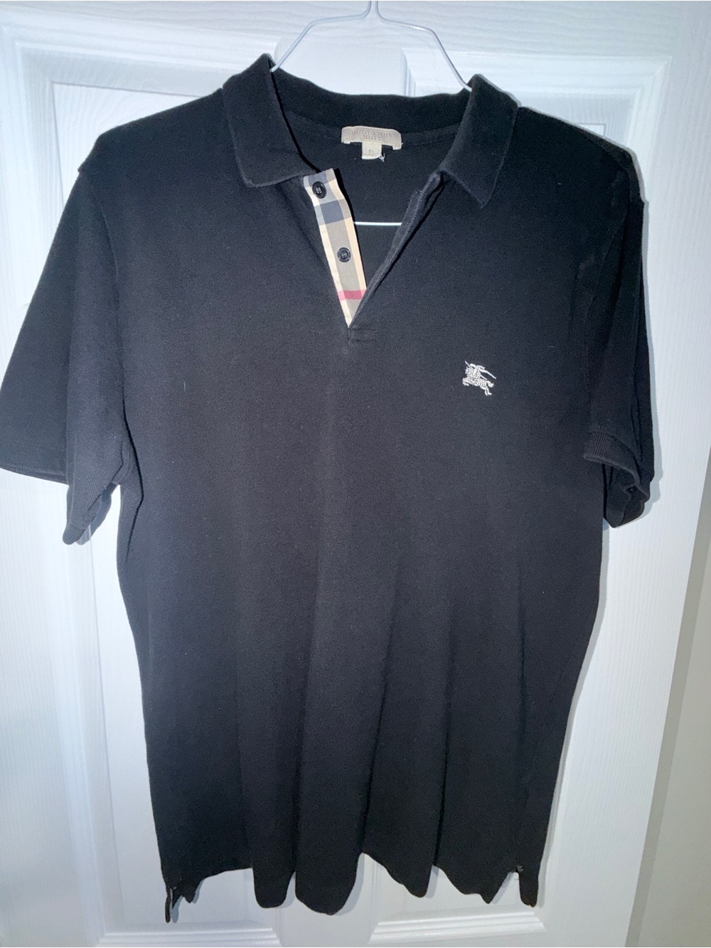 Burberry Black Polo with Signature Check Placket